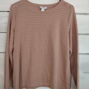 Liz Claiborne Women's Long Sleeve Sweater with Embellished Rhinestones